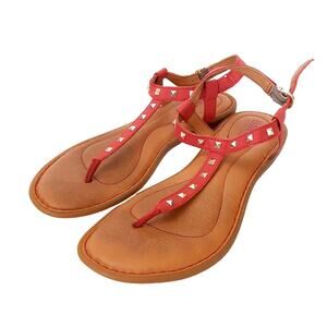 Born Adana Slip On Slingback Sandals Studded Red Toe Post Thong Women 7 Festival
